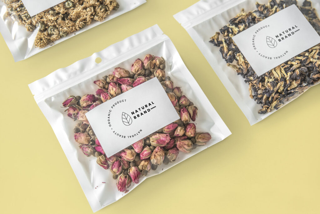 Organic tea branding and packaging mockup