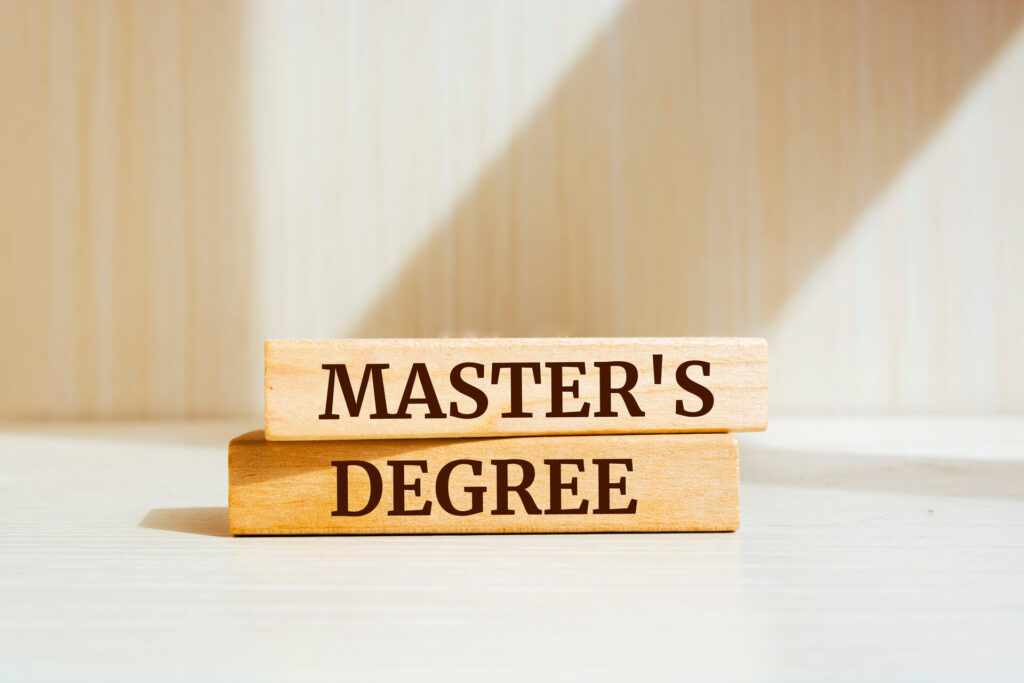 Wooden blocks with words 'Master's Degree'